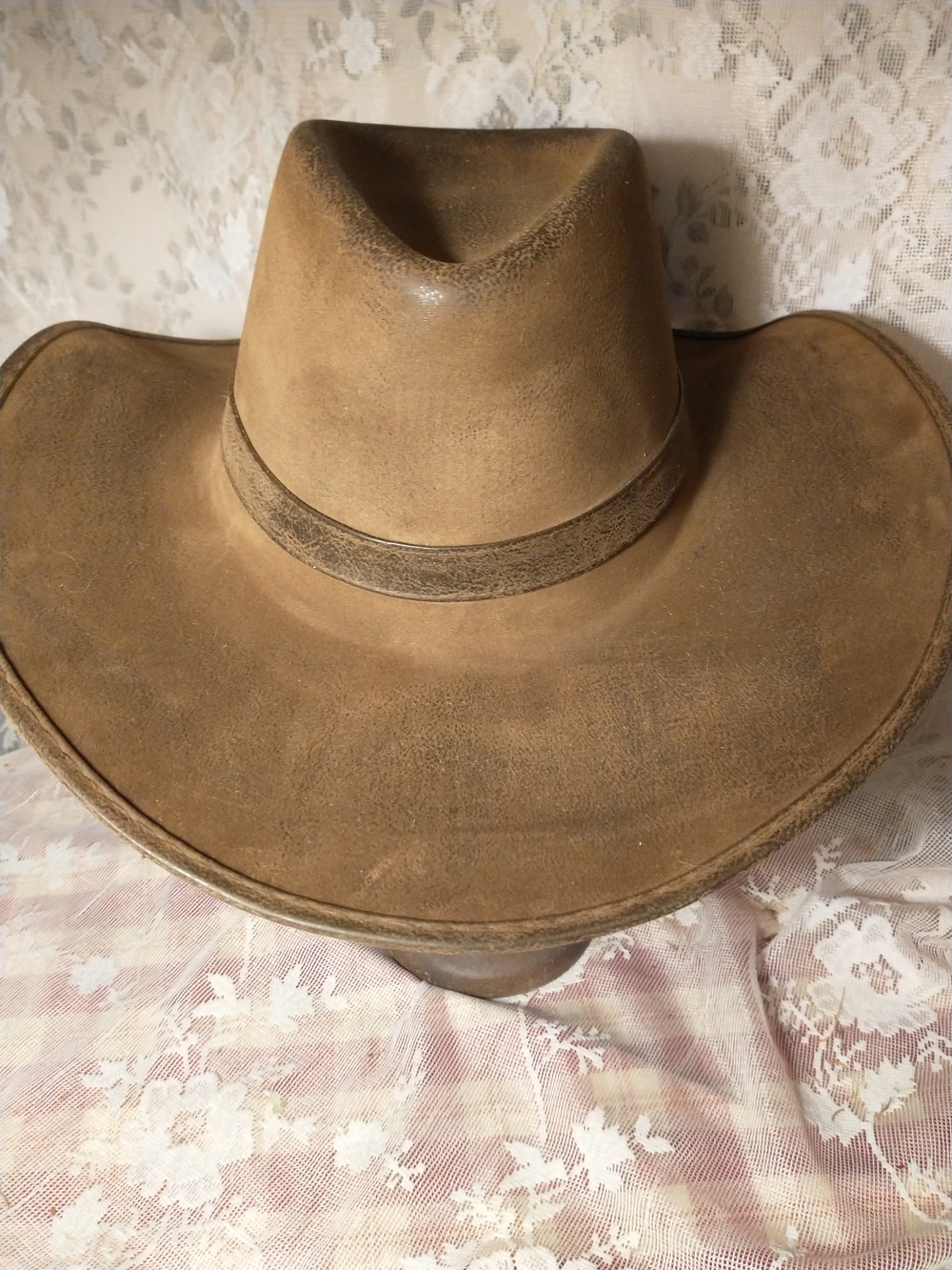 HM Brown Polyester Cowboy Hat Has Aged Look Size Small